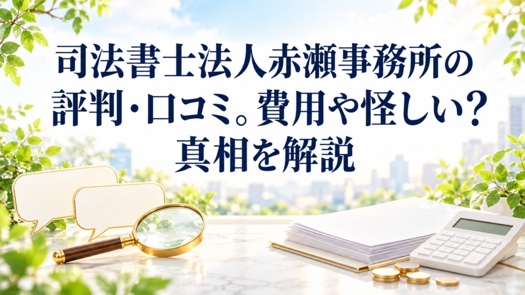 司法書士法人赤瀬事務所の評判・口コミ。費用や怪しい？真相を解説