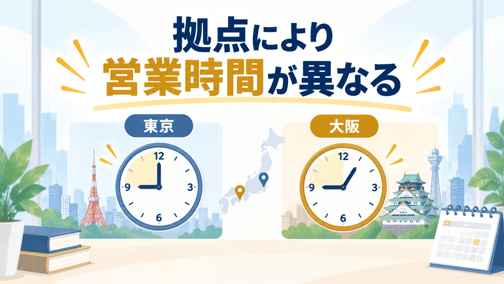 東京本店の営業時間は平日9:30〜18:00と、大阪より短め