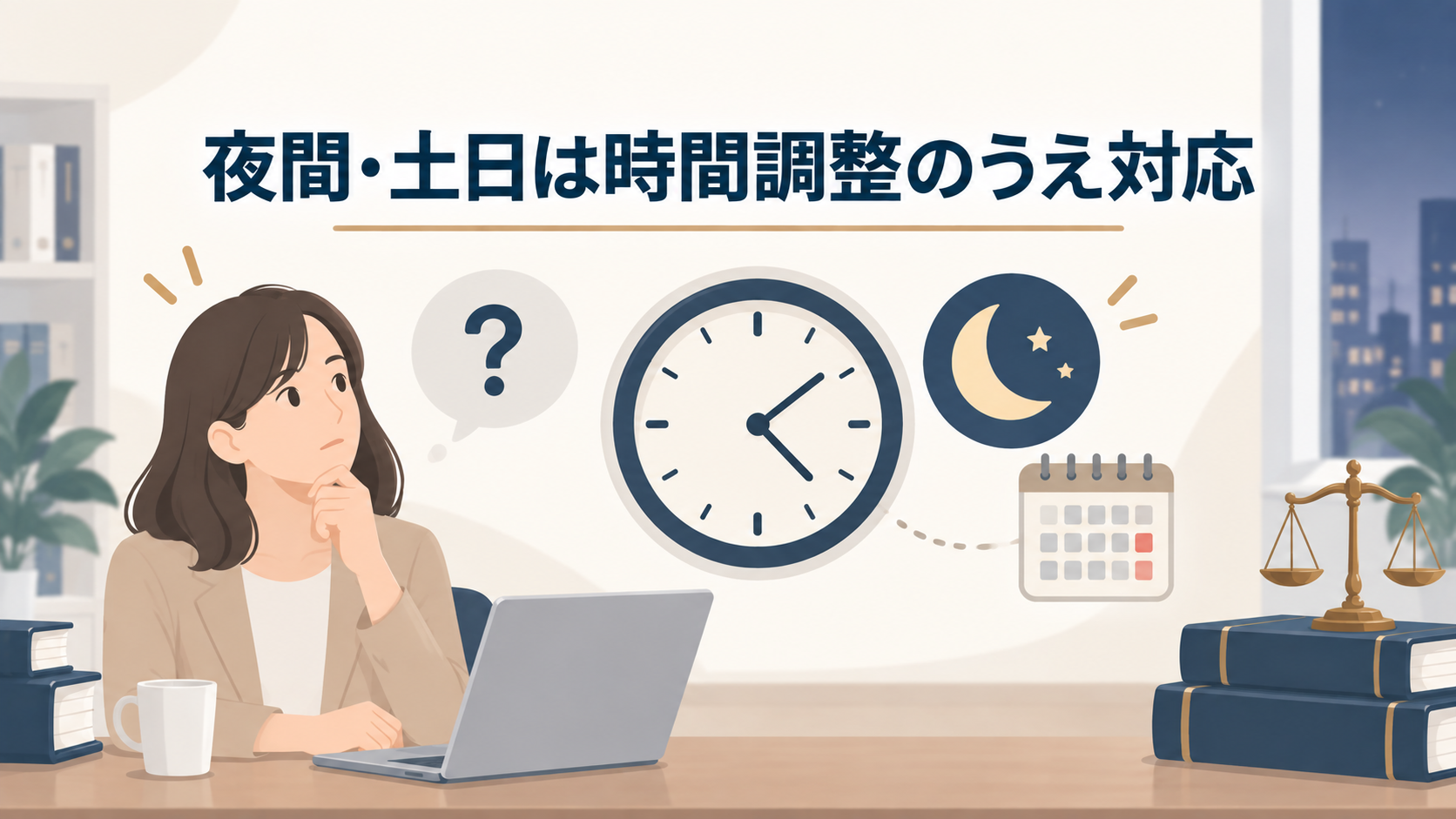 夜間・土日の対応は「事情により」で明確な時間設定がない