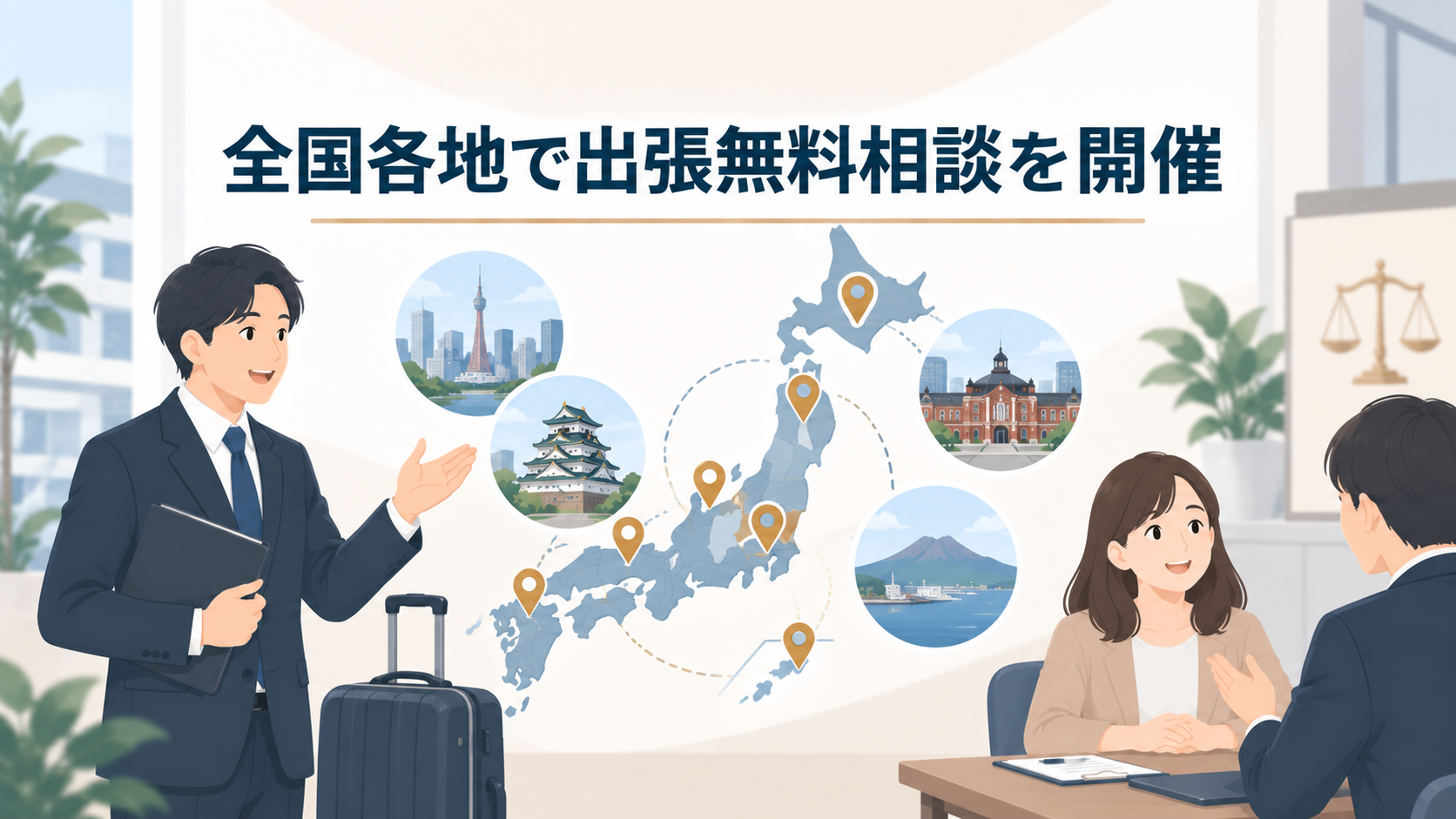 全国各地で出張無料相談を定期開催している