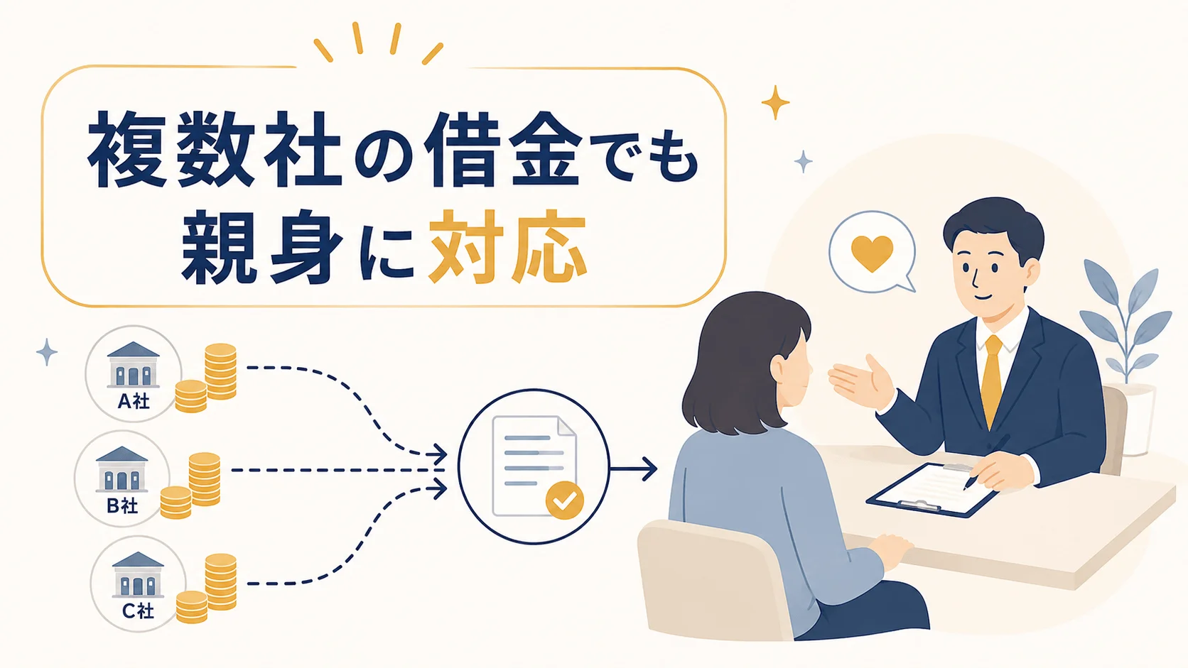 メリット１：複数社の借金を抱えていても親身に対応してもらえる