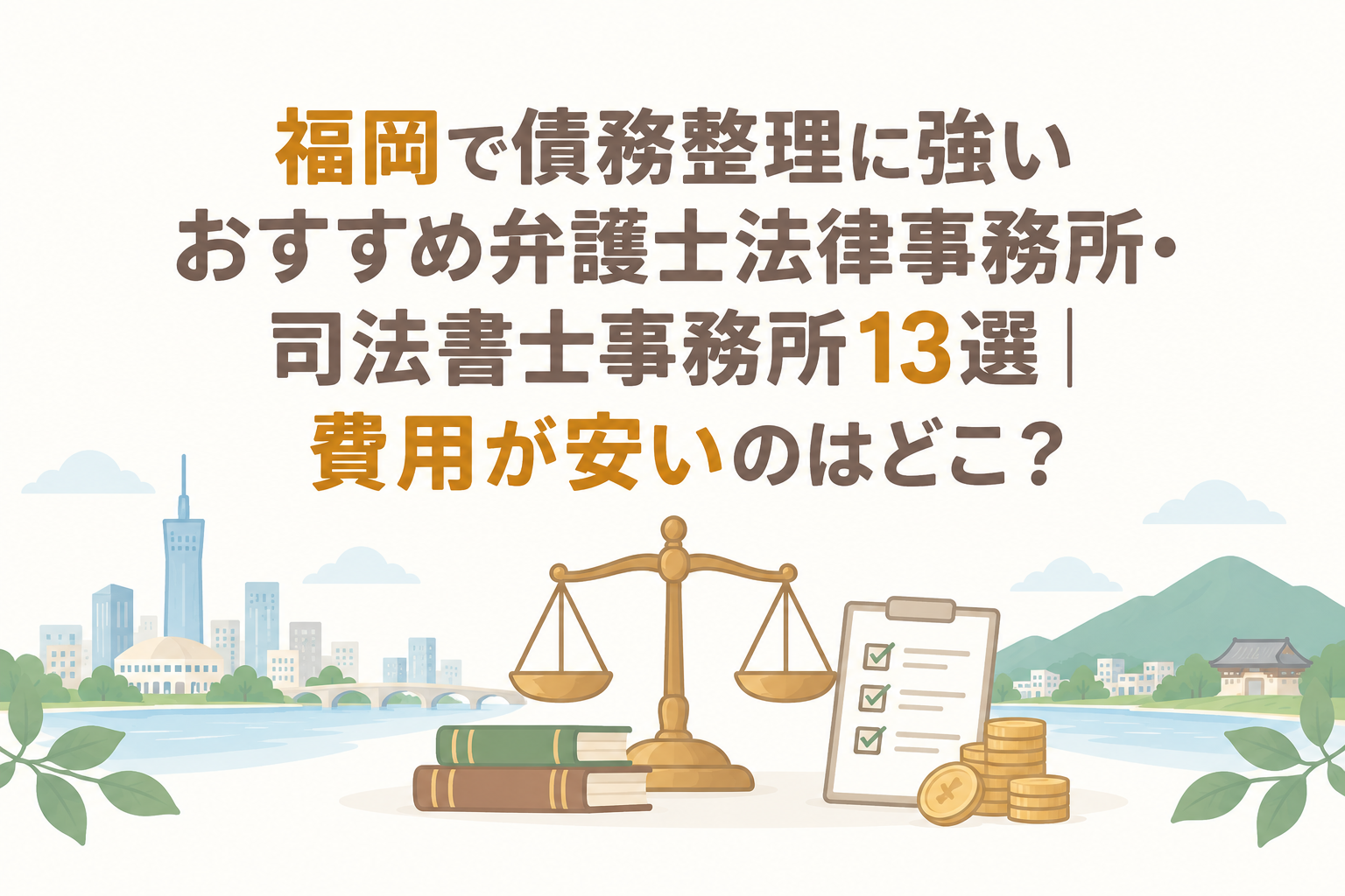 福岡で債務整理に強いおすすめ弁護士法律事務所・司法書士事務所13選｜費用が安いのはどこ？