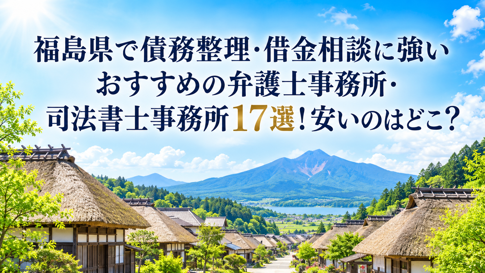 福島県で債務整理・借金相談に強いおすすめの弁護士事務所・司法書士事務所17選！安いのはどこ？