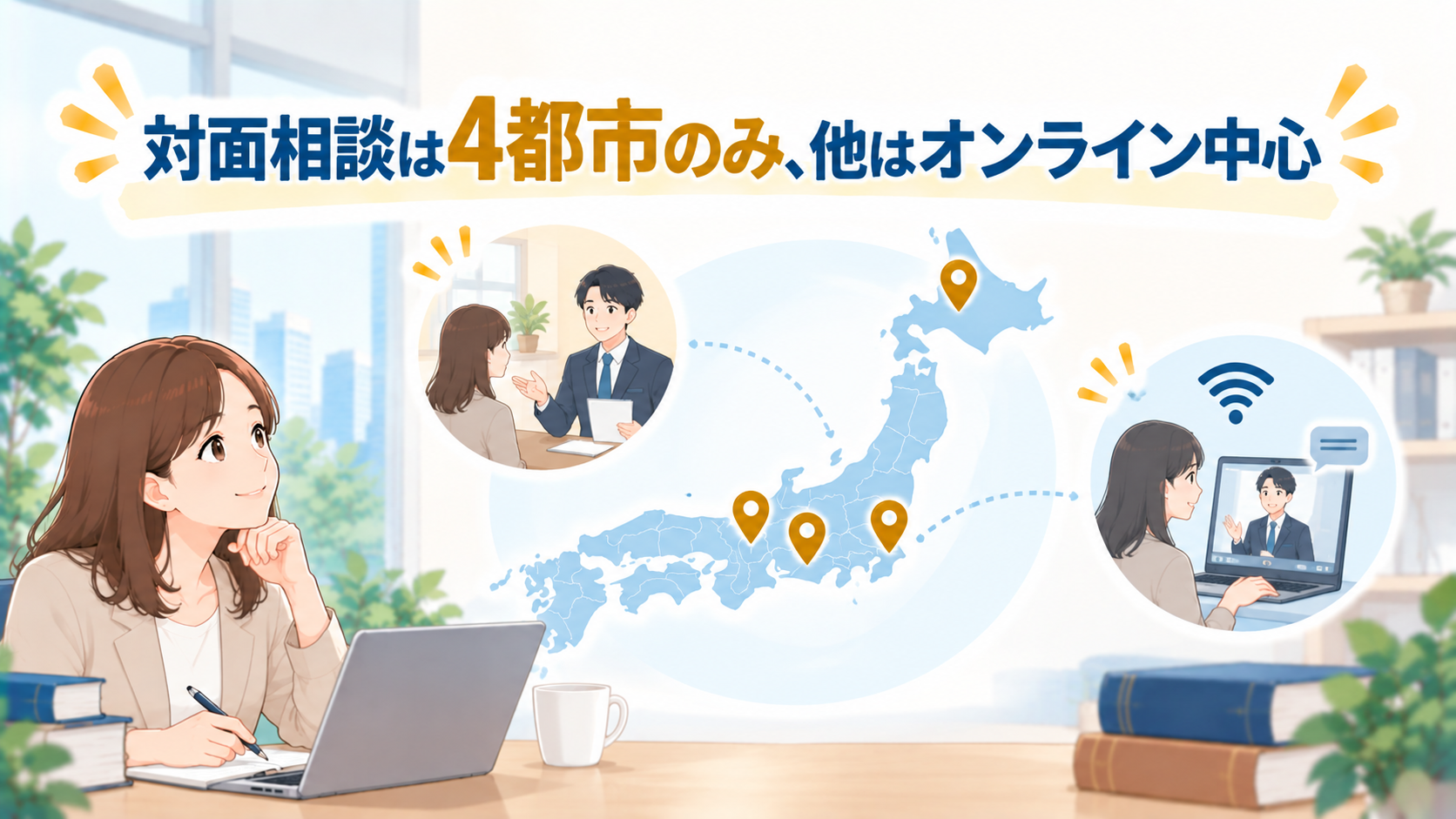 債務整理を扱う拠点は東京・大阪・名古屋・札幌の4都市のみ