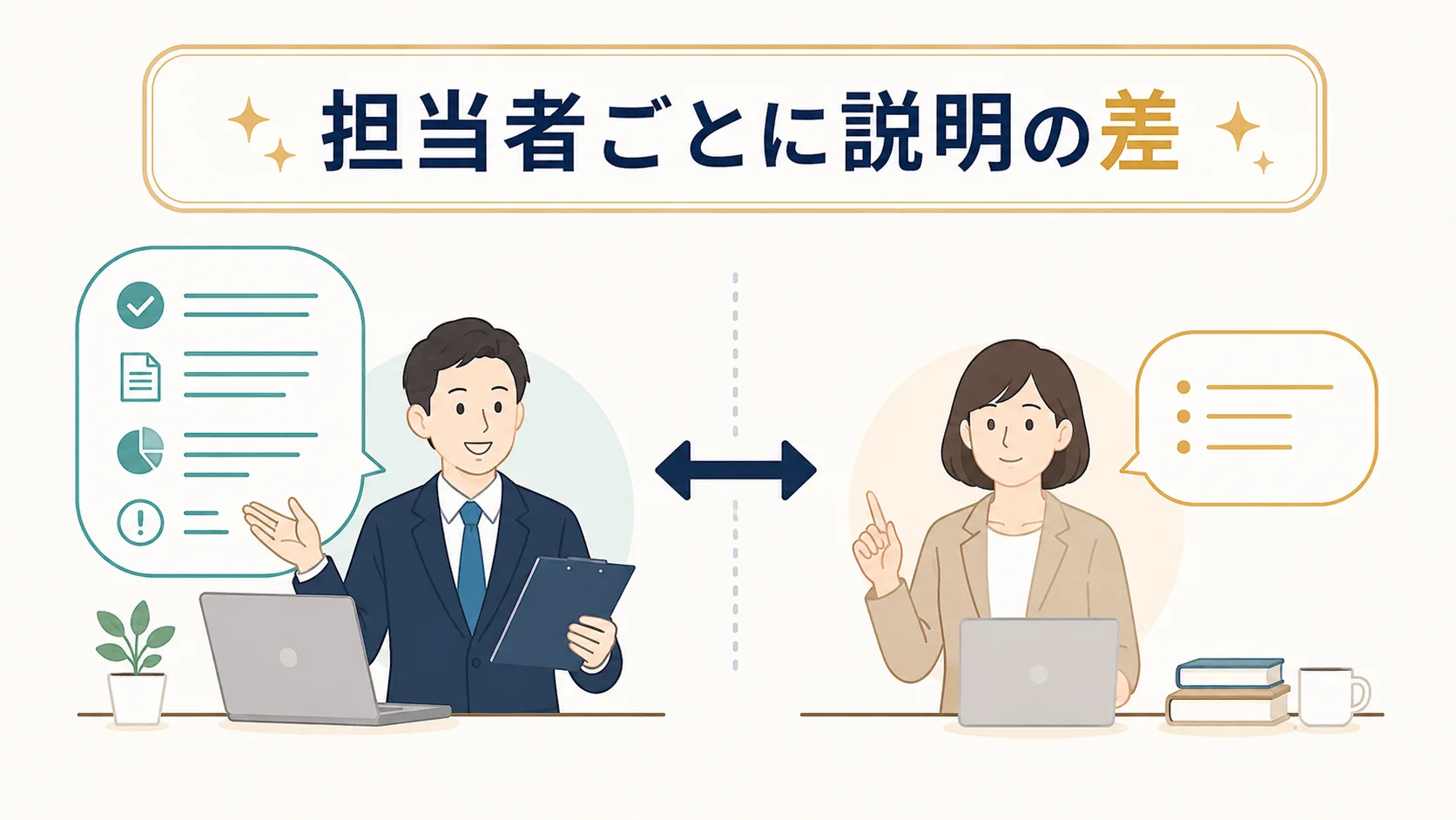 担当スタッフの対応や説明にばらつきがある