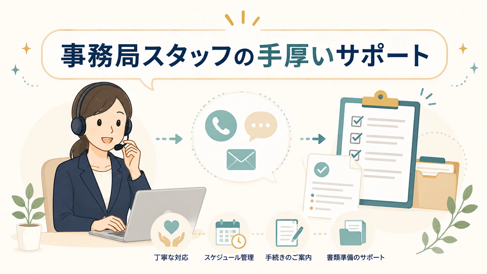 事務局スタッフの親身なサポートを評価する声がある