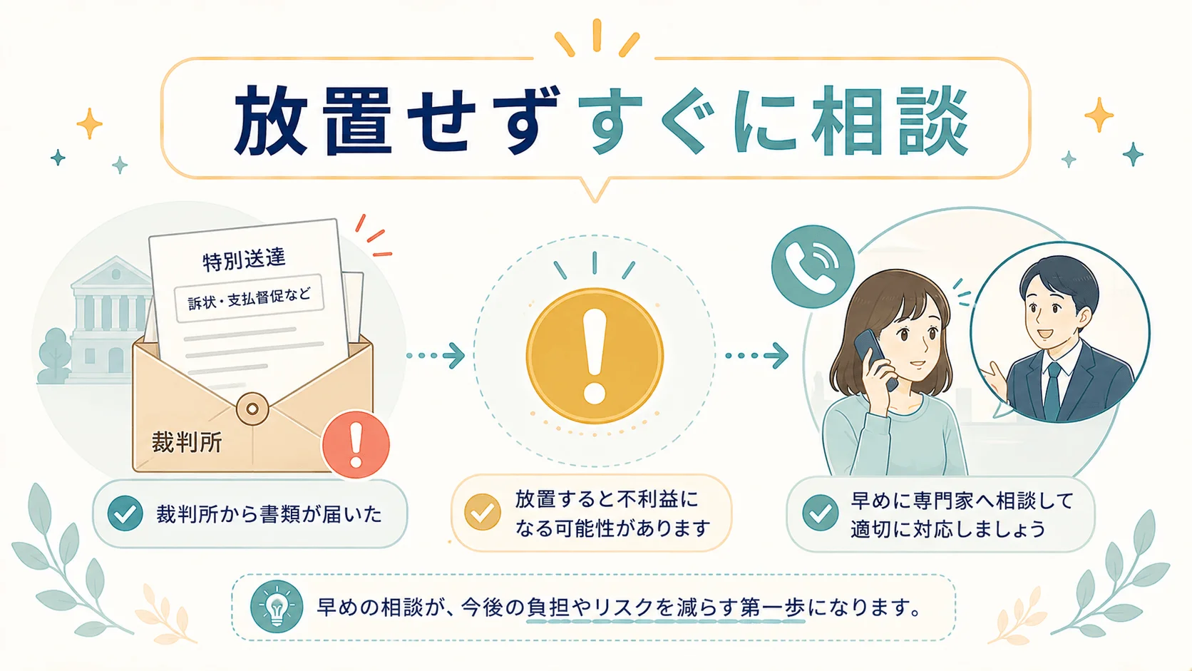 裁判所から書類が届いた場合はどうすればいいですか？
