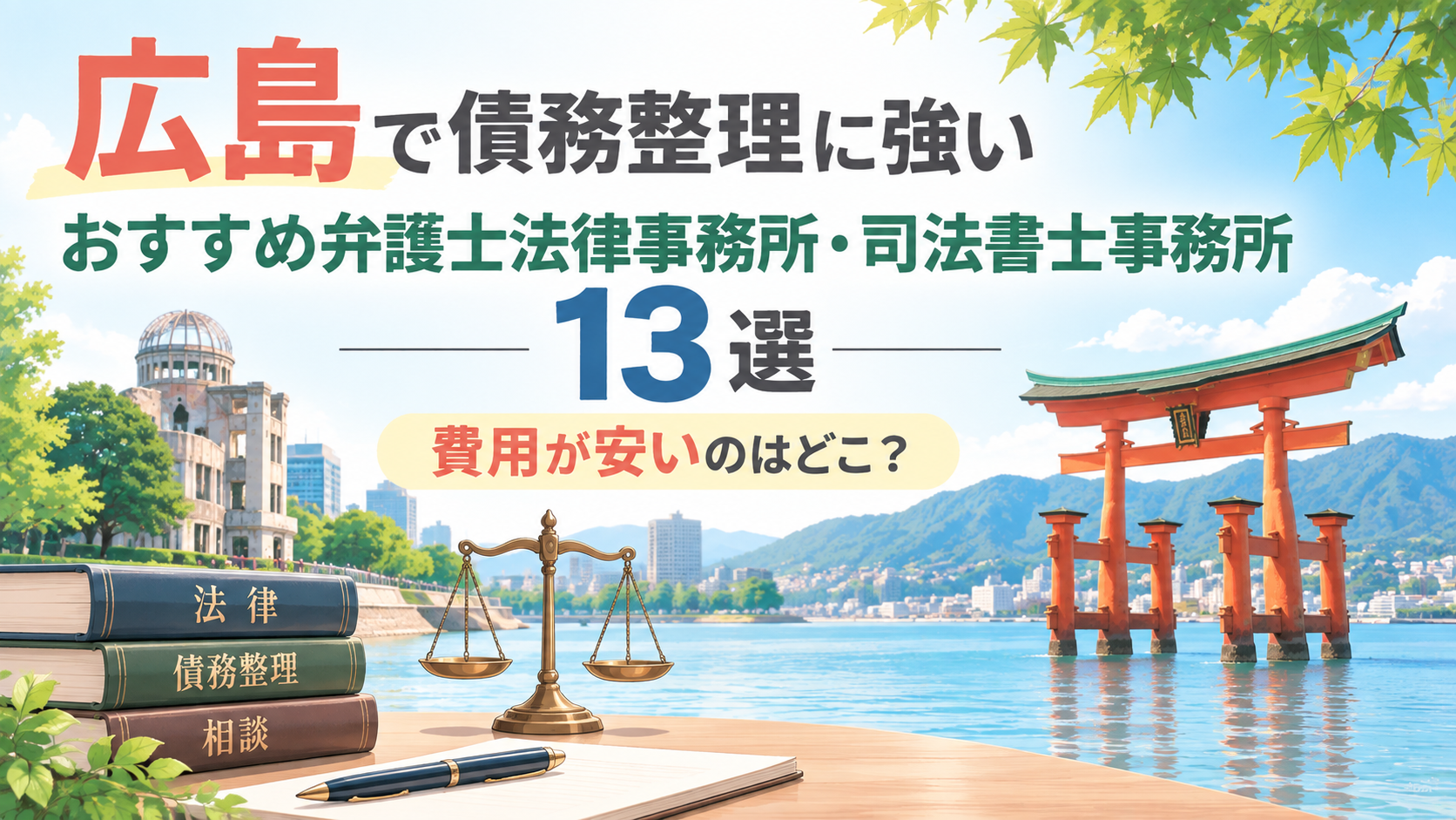 広島で債務整理に強いおすすめ弁護士法律事務所・司法書士事務所13選｜費用が安いのはどこ？