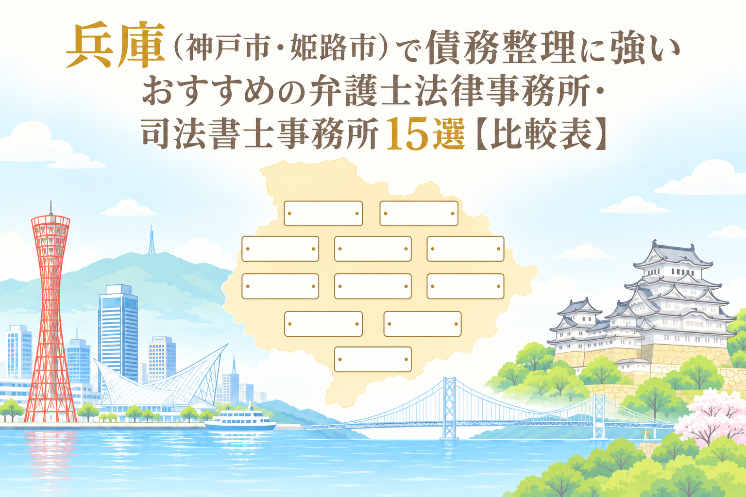 兵庫（神戸市・姫路市）で債務整理・借金相談に強いおすすめの弁護士法律事務所・司法書士事務所15選【比較表】