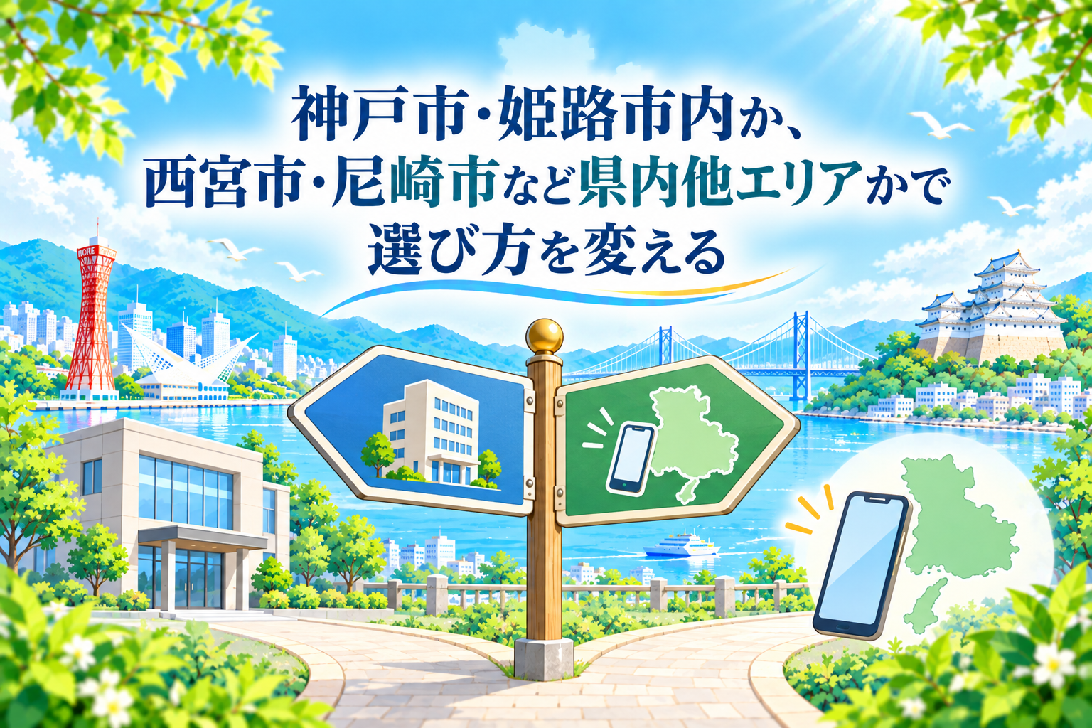 神戸市・姫路市内か、西宮市・尼崎市など県内他エリアかで選び方を変える