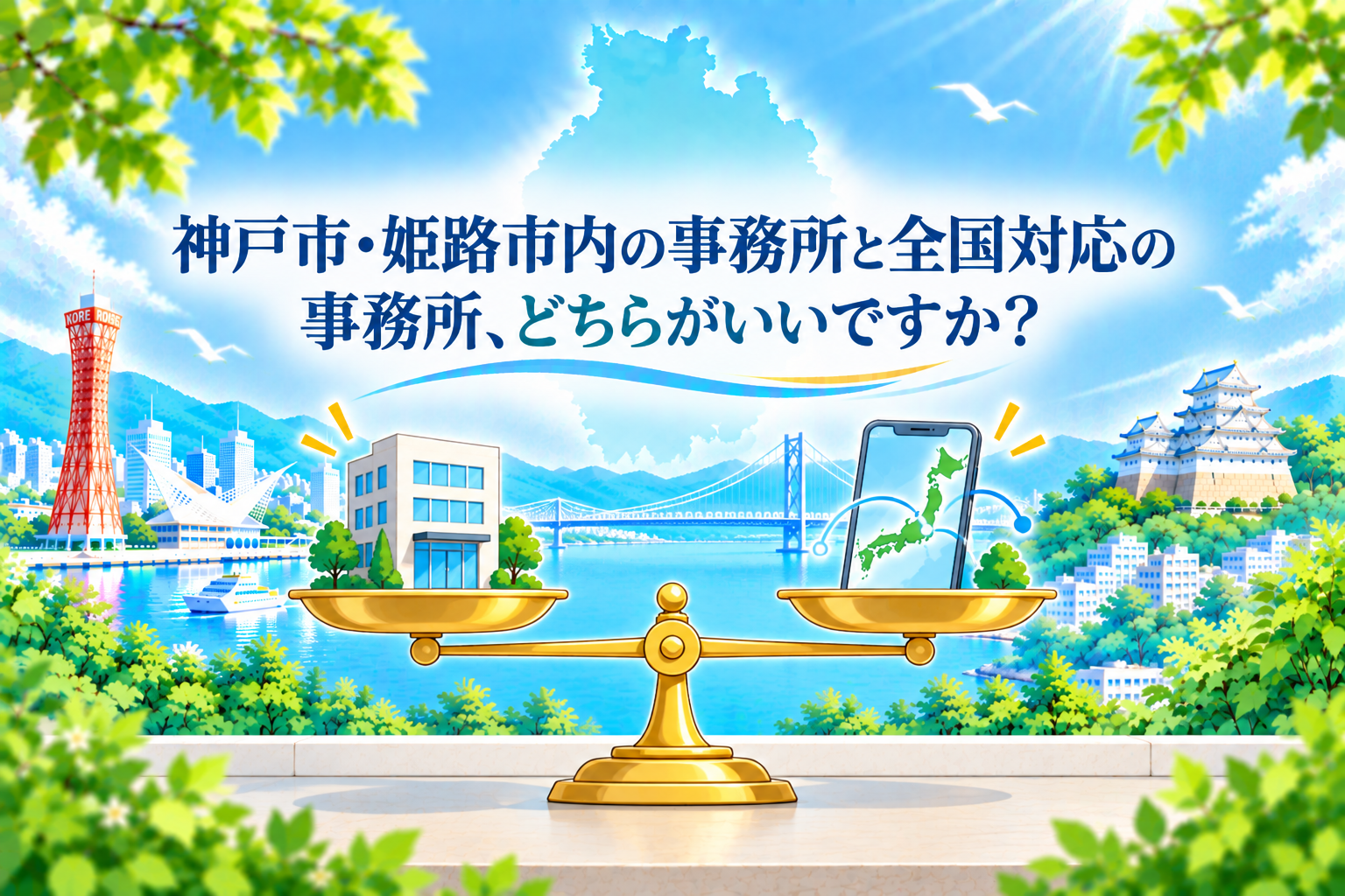 神戸市・姫路市内の事務所と全国対応の事務所、どちらがいいですか？