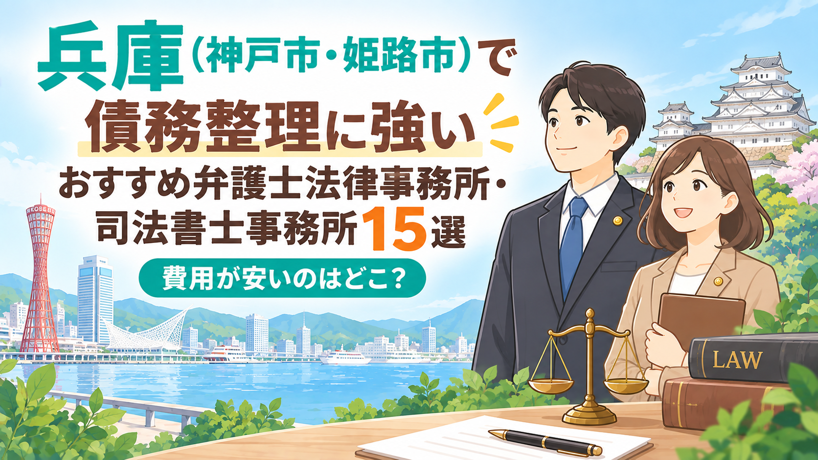 兵庫（神戸市・姫路市）で債務整理に強いおすすめ弁護士法律事務所・司法書士事務所15選｜費用が安いのはどこ？