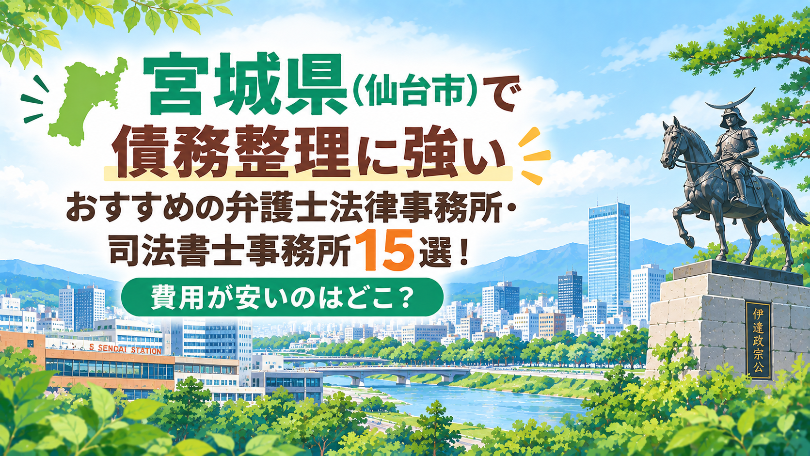 宮城県（仙台市）で債務整理に強いおすすめの弁護士法律事務所・司法書士事務所15選！費用が安いのはどこ？