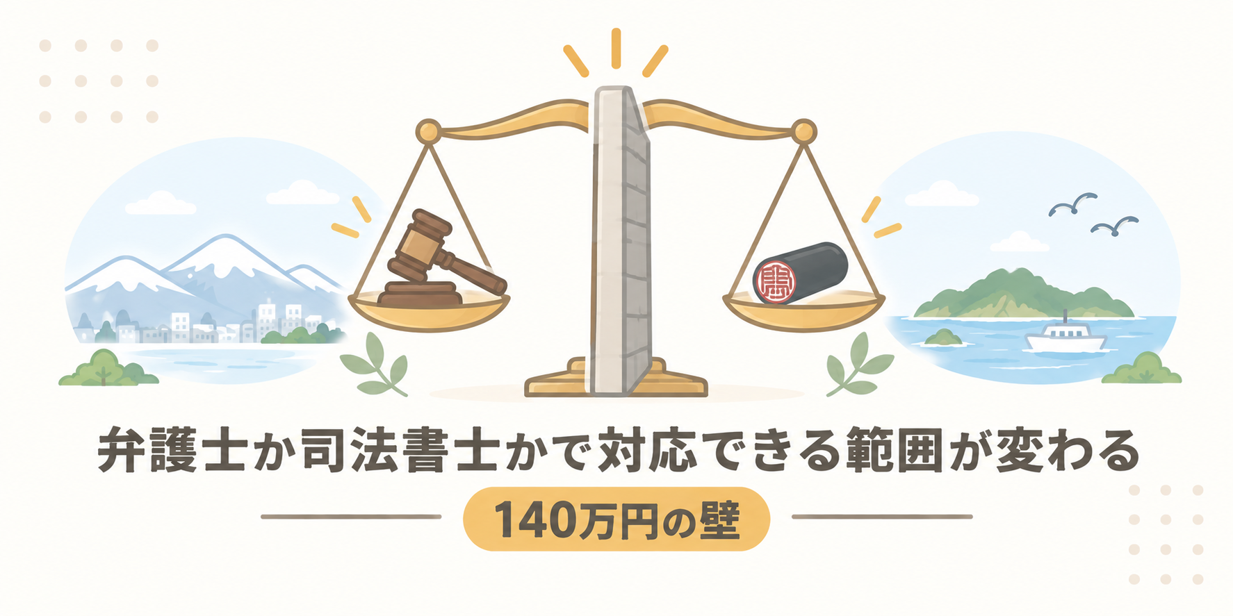 弁護士か司法書士かで対応できる範囲が変わる（140万円の壁）