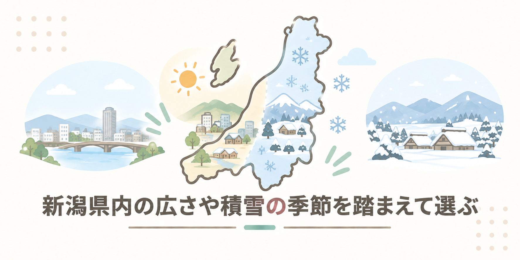 新潟県内の広さや積雪の季節を踏まえて選ぶ