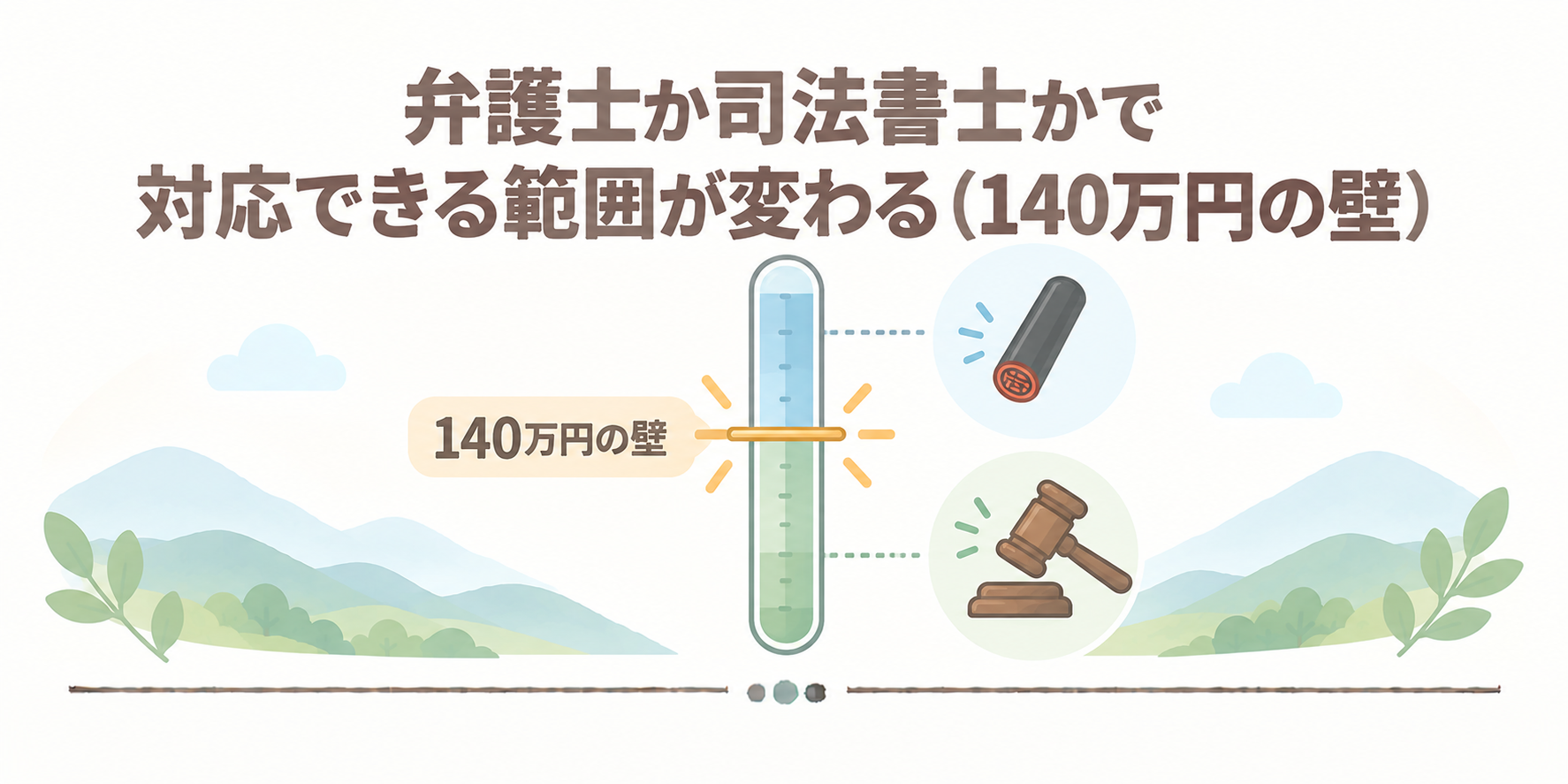 弁護士か司法書士かで対応できる範囲が変わる（140万円の壁）