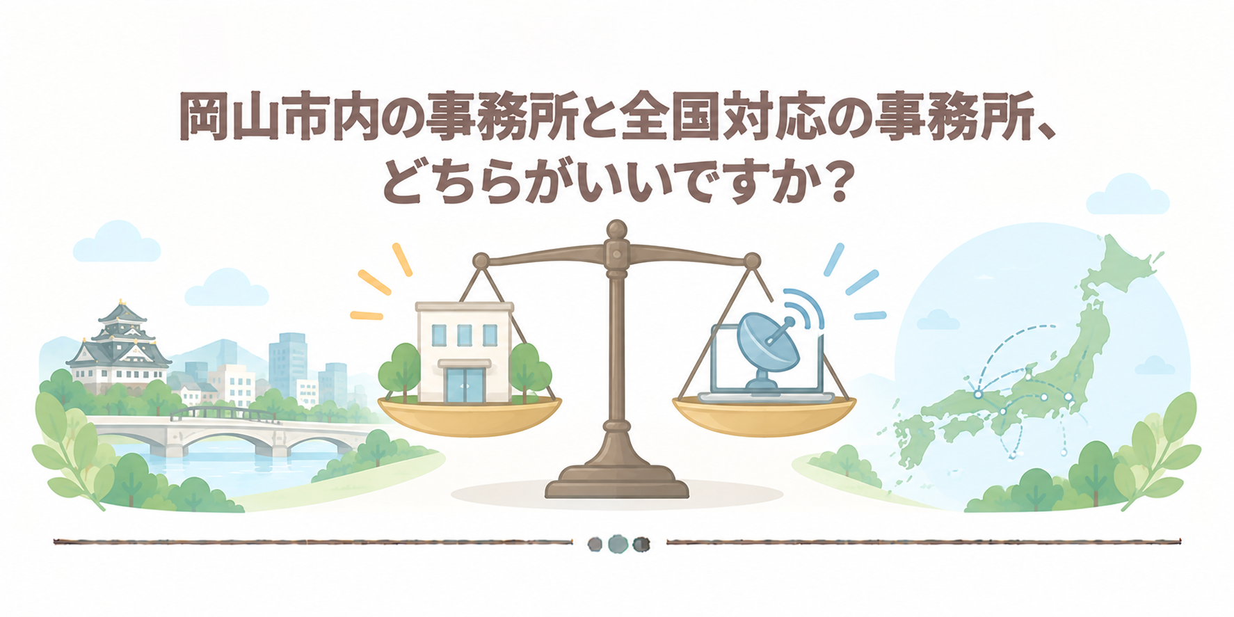 岡山市内の事務所と全国対応の事務所、どちらがいいですか？