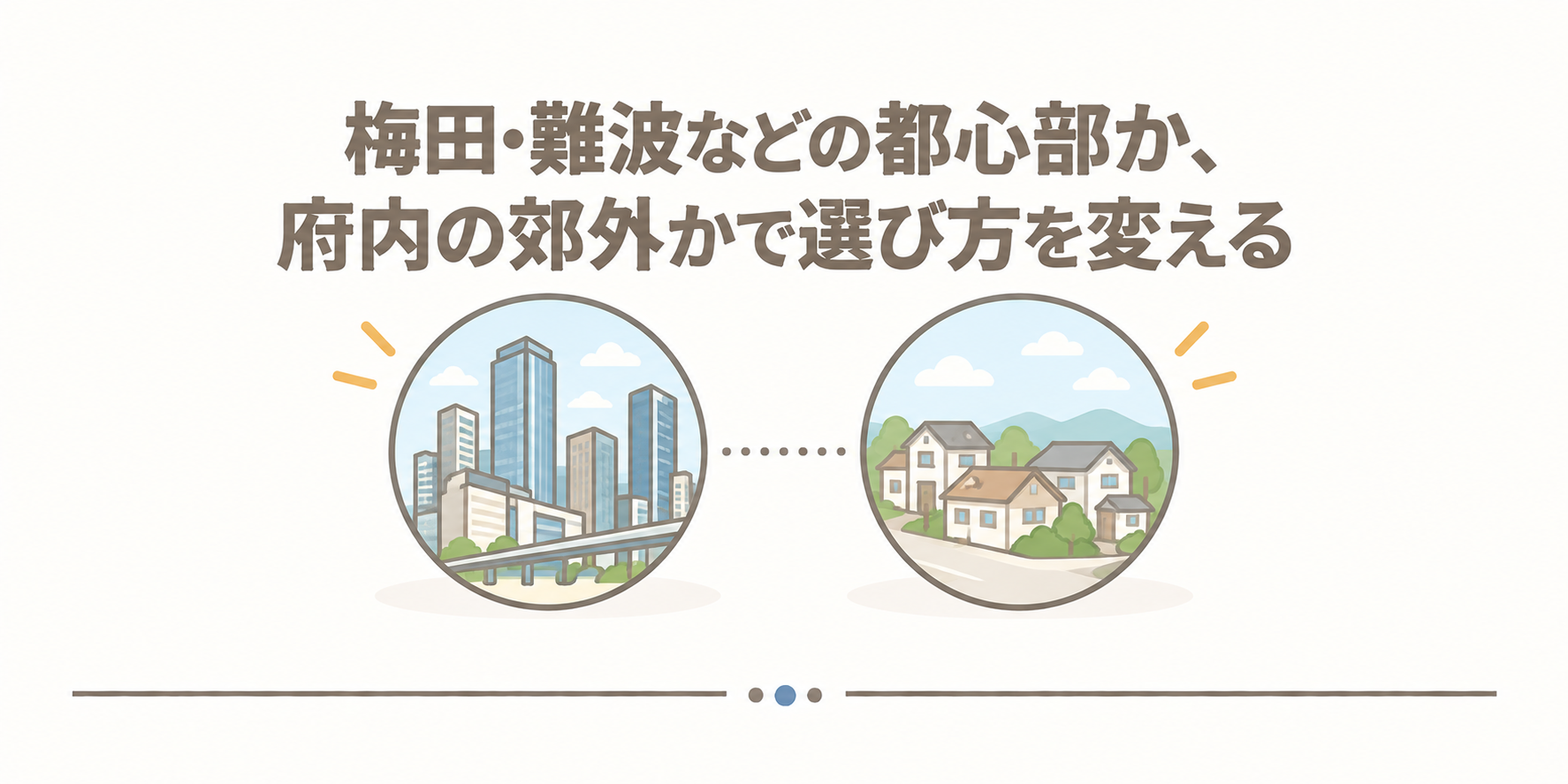 梅田・難波などの都心部か、府内の郊外かで選び方を変える