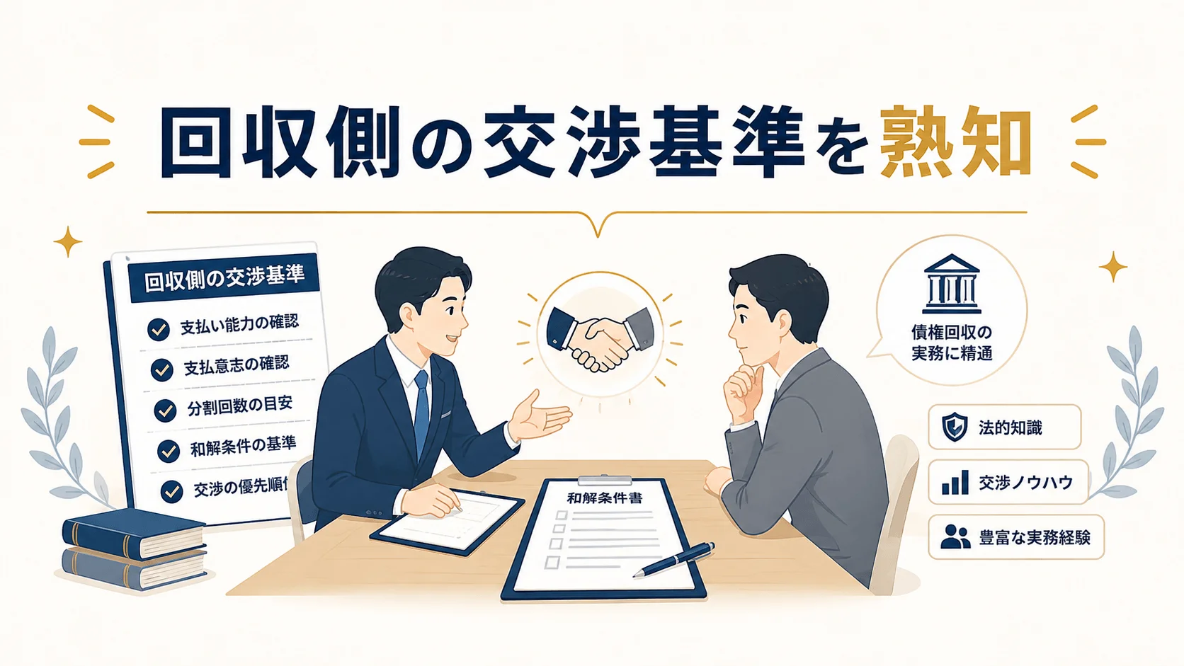 債権回収の実務を知り尽くしているからこそ、交渉が強い